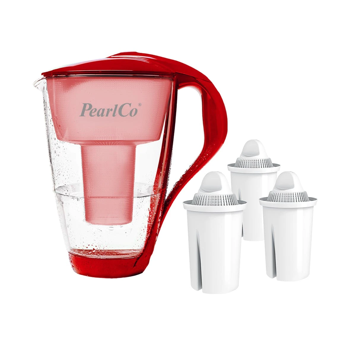 Pearlco Glas-Wasserfilter Rot Inkl. 6 Universal Filterkartuschen 2 Pearlco Glas-Wasserfilter Rot Inkl. 6 Universal Filterkartuschen – Bild 2