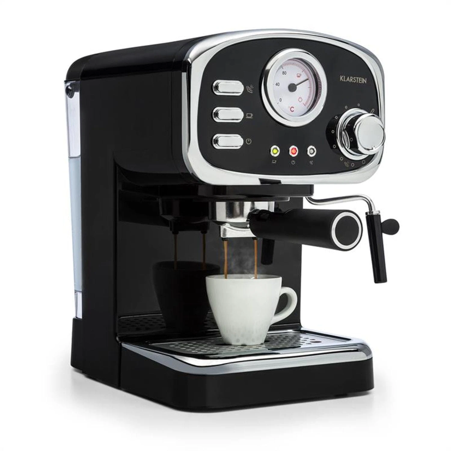 Klarstein Gusto Classico Espressomaker 1350 Watt 20 Bar Druck Wassertank: 1,5 Liter Schwarz 4 Klarstein Gusto Classico Espressomaker 1350 Watt 20 Bar Druck Wassertank: 1,5 Liter Schwarz – Bild 4