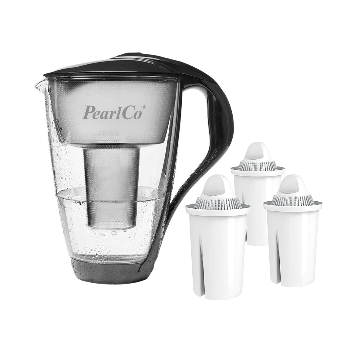 Pearlco Glas-Wasserfilter Schwarz Inkl. 3 Universal Filterkartuschen 3 Pearlco Glas-Wasserfilter Schwarz Inkl. 3 Universal Filterkartuschen – Bild 3