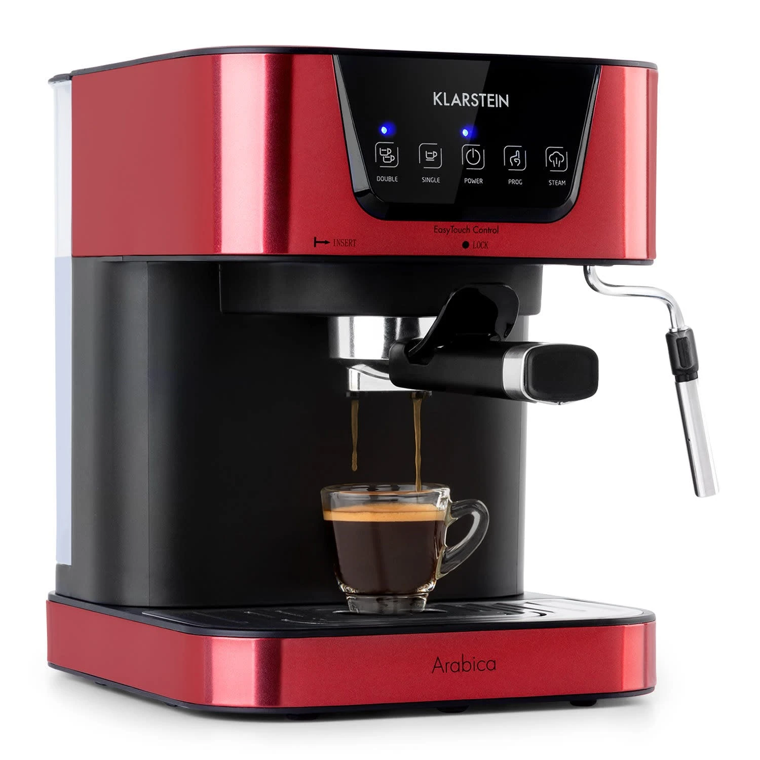 Klarstein Arabica Espressomaschine 1050W 15 Bar 1,5l Touch-Bedienfeld Edelstahl Rot 1 Klarstein Arabica Espressomaschine 1050W 15 Bar 1,5l Touch-Bedienfeld Edelstahl Rot