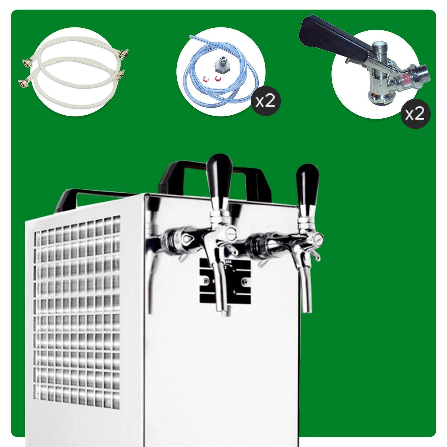 Null Komplett Set Kontakt 40/K Bierzapfanlage 2-leitig Trockenkühlgerät Aus Edelstahl, 50 Liter/h, Mit Membranpumpe, Green Line 3 Null Komplett Set Kontakt 40/K Bierzapfanlage 2-leitig Trockenkühlgerät Aus Edelstahl, 50 Liter/h, Mit Membranpumpe, Green Line – Bild 3