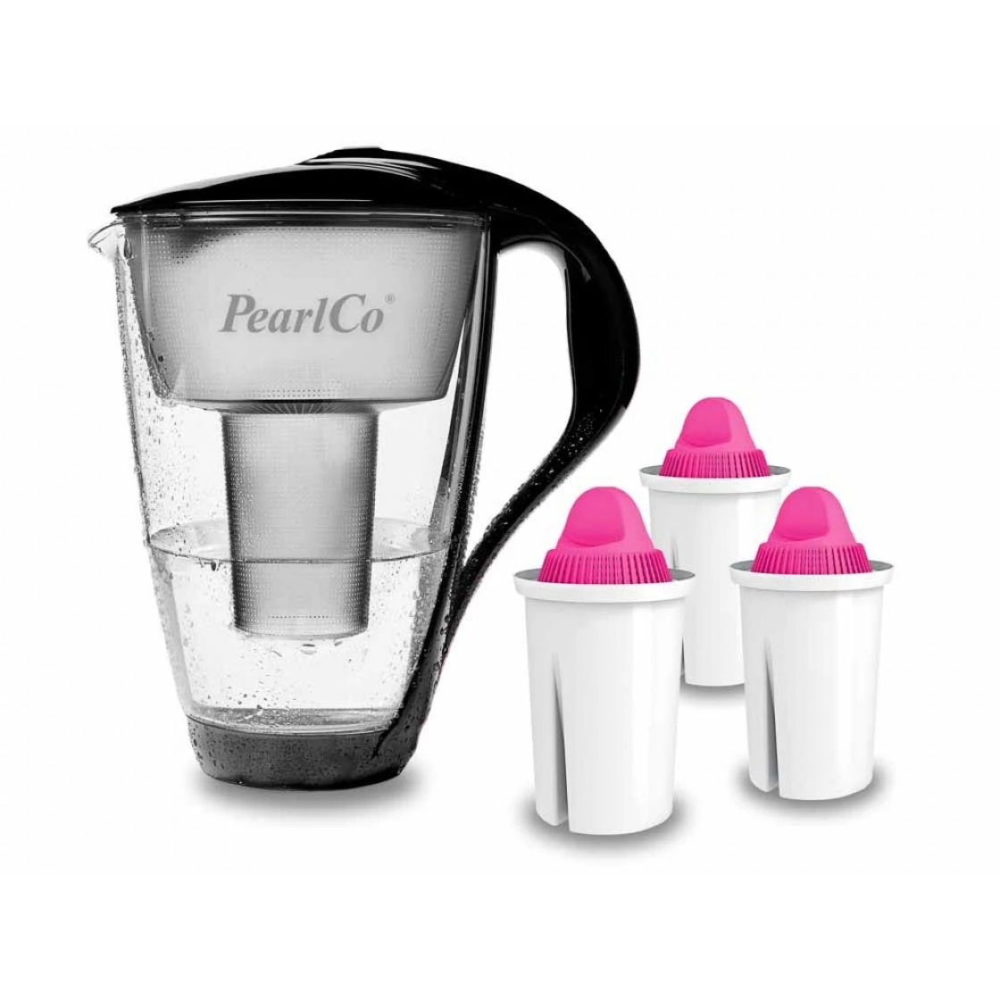 Pearlco Glas-Wasserfilter Schwarz Inkl. 3 AquaMag Filterkartuschen 1 Pearlco Glas-Wasserfilter Schwarz Inkl. 3 AquaMag Filterkartuschen