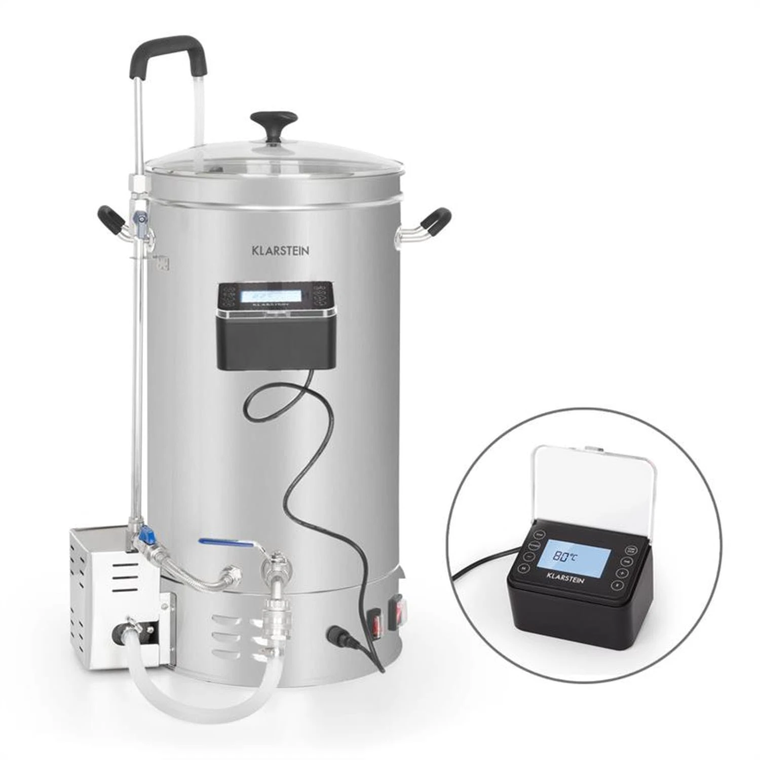Klarstein Brauheld Pro Maischekessel 2500W 35L 30-100°C Umwälzpumpe Edelstahl Silber 2 Klarstein Brauheld Pro Maischekessel 2500W 35L 30-100°C Umwälzpumpe Edelstahl Silber – Bild 2