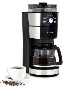 Klarstein Grind & Brew Kaffeemaschine 900-1000W 10Tassen 1-Liter-Tank Mahlwerk Silber