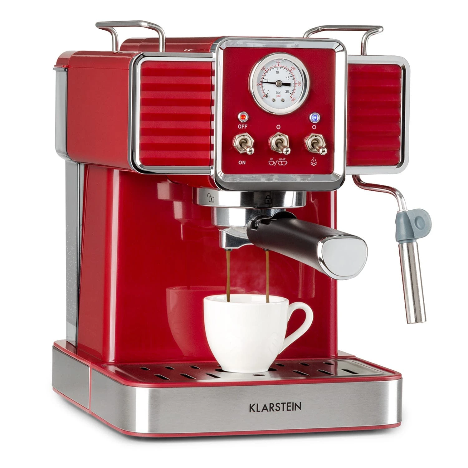 Klarstein Gusto Classico Espressomaker 1350 Watt 20 Bar Druck Wassertank: 1,5 Liter Schwarz 2 Klarstein Gusto Classico Espressomaker 1350 Watt 20 Bar Druck Wassertank: 1,5 Liter Schwarz – Bild 2