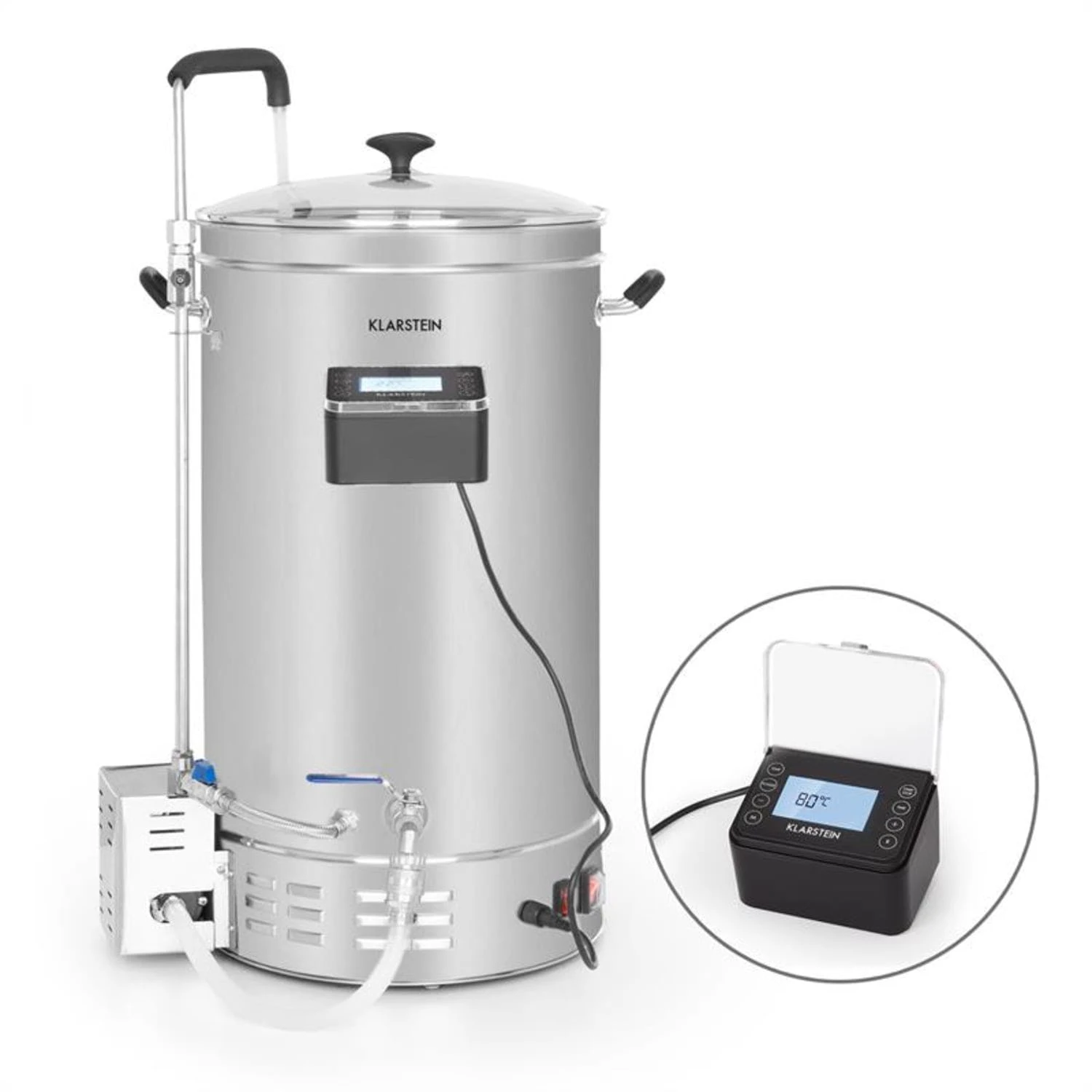 Klarstein Brauheld Pro Maischekessel 2500W 30L 30-100°C Umwälzpumpe Edelstahl Silber 3 Klarstein Brauheld Pro Maischekessel 2500W 30L 30-100°C Umwälzpumpe Edelstahl Silber – Bild 3