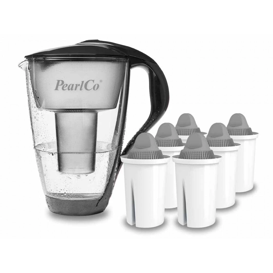Pearlco Glas-Wasserfilter Anthrazit Inkl. 6 Protect+ Filterkartuschen 1 Pearlco Glas-Wasserfilter Anthrazit Inkl. 6 Protect+ Filterkartuschen