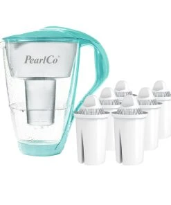 Pearlco Glas-Wasserfilter Mint Inkl. 6 Universal Filterkartuschen