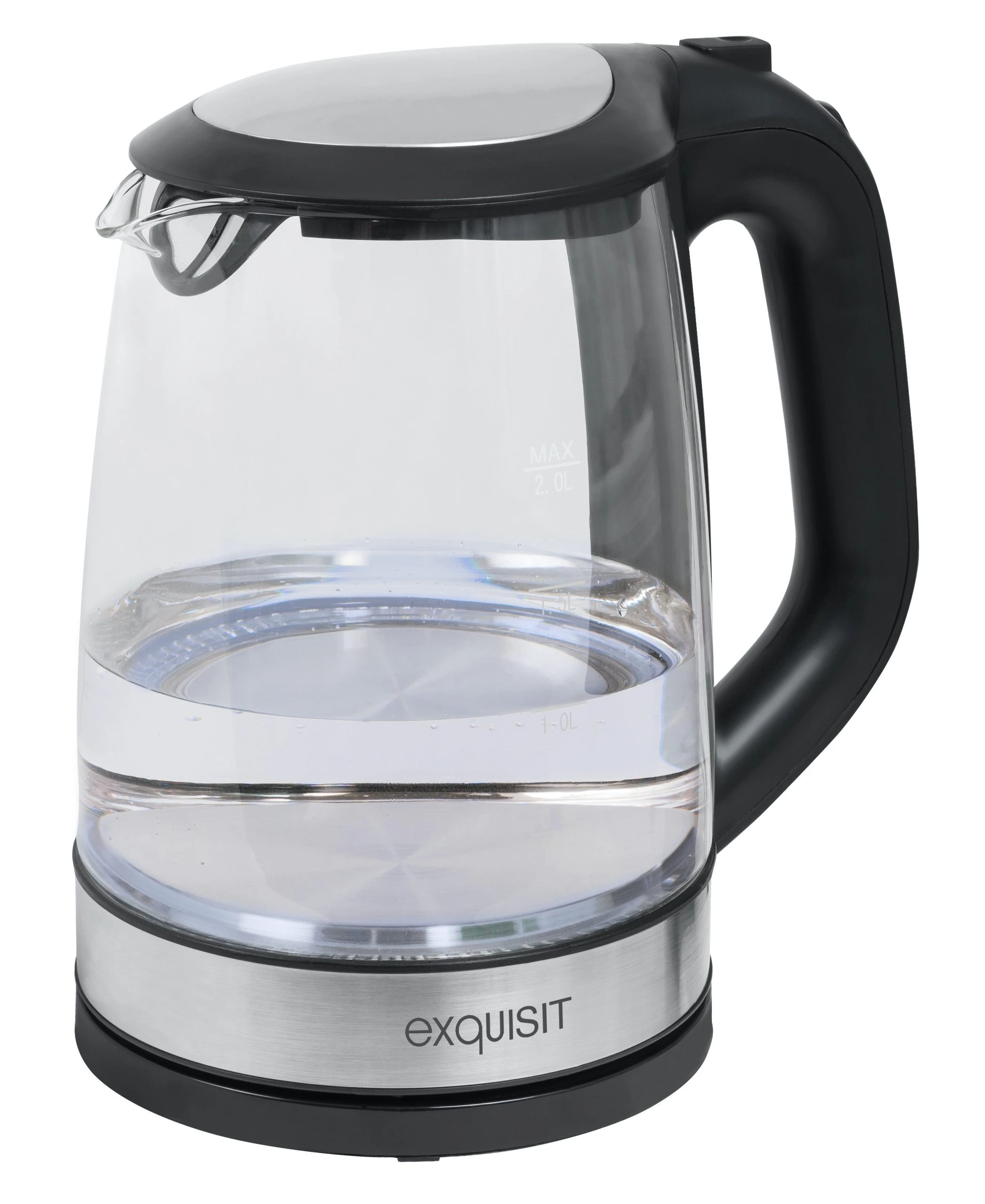 Exquisit Glas-Wasserkocher WK 3501 Swg, Innenbeleuchtung, 2 Liter, 2200 Watt, Edelstahlverzierung, Schwarz 7 Exquisit Glas-Wasserkocher WK 3501 Swg, Innenbeleuchtung, 2 Liter, 2200 Watt, Edelstahlverzierung, Schwarz – Bild 7