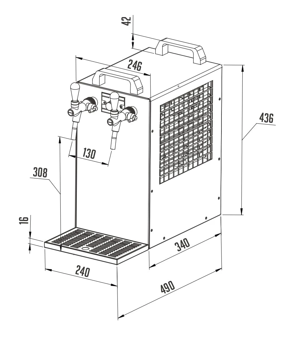 Null Kontakt 70/K Zapfanlage, Bierzapfanlage 2-leitig Trockenkühlgerät Aus Edelstahl, 90 Liter/h, Mit Membranpumpe, Green Line 6 Null Kontakt 70/K Zapfanlage, Bierzapfanlage 2-leitig Trockenkühlgerät Aus Edelstahl, 90 Liter/h, Mit Membranpumpe, Green Line – Bild 6