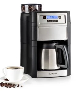 Klarstein Aromatica II Thermo Kaffeemaschine, Mahlwerk, 1,25 L, Silber Silber