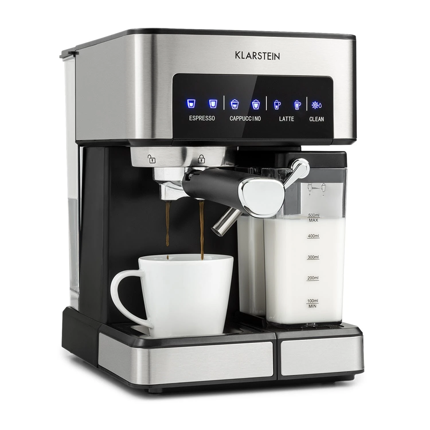 Klarstein Arabica Espressomaschine 1050W 15 Bar 1,5l Touch-Bedienfeld Edelstahl Silber 3 Klarstein Arabica Espressomaschine 1050W 15 Bar 1,5l Touch-Bedienfeld Edelstahl Silber – Bild 3