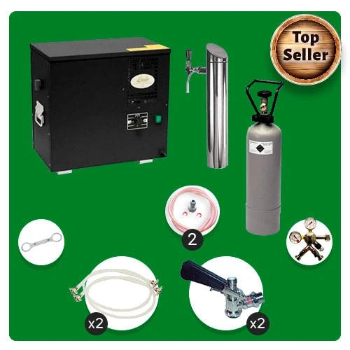 Null Untertheken Komplett Set Zapfanlage, AS-40, 2-leitig, Durchlaufkühler, Nasskühler - Untertheke, Inkl. Schanksäule, Green Line 1 Null Untertheken Komplett Set Zapfanlage, AS-40, 2-leitig, Durchlaufkühler, Nasskühler - Untertheke, Inkl. Schanksäule, Green Line