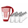 Pearlco Glas-Wasserfilter Rot Inkl. 12 Protect+ Filterkartuschen