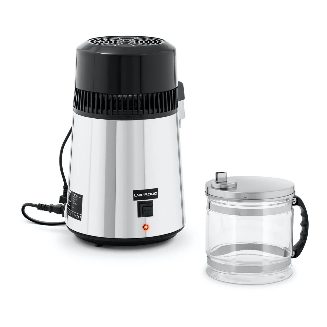 Null Uniprodo Destilliergerät - Wasser - 4 L - Glaskanne 1 Null Uniprodo Destilliergerät - Wasser - 4 L - Glaskanne