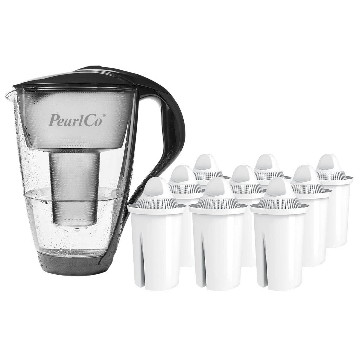 Pearlco Glas-Wasserfilter Schwarz Inkl. 6 Universal Filterkartuschen 6 Pearlco Glas-Wasserfilter Schwarz Inkl. 6 Universal Filterkartuschen – Bild 6
