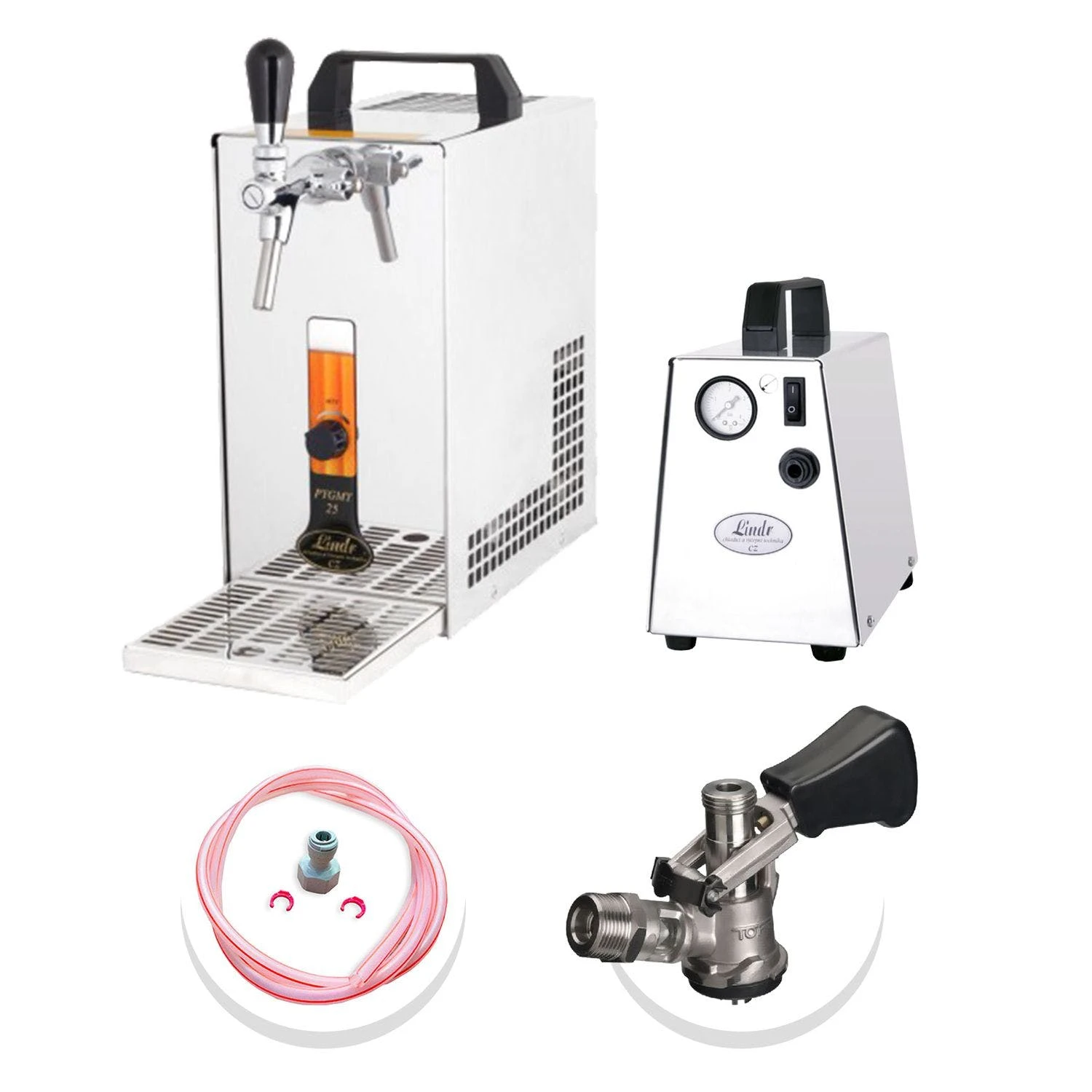 Null Komplett Set Zapfanlage, Bierzapfanlage, Bierkoffer, Durchlaufkühler PYGMY 25 1-leitig Trockenkühler, 35 Liter/h, Green Line 1 Null Komplett Set Zapfanlage, Bierzapfanlage, Bierkoffer, Durchlaufkühler PYGMY 25 1-leitig Trockenkühler, 35 Liter/h, Green Line