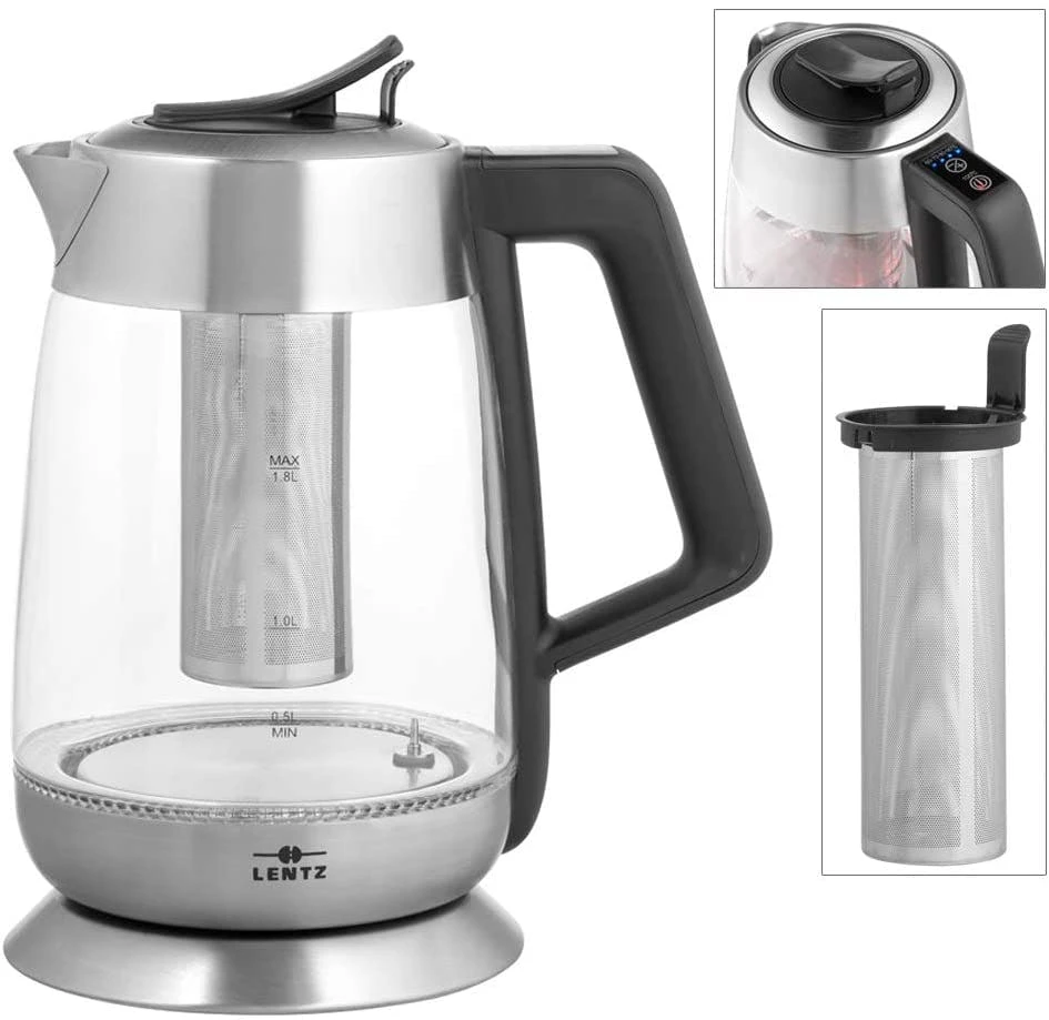 Null Lentz 1,7 Liter Glas-Wasserkocher Mit LED-Beleuchtung Mit 2200 Watt (Schwarz) 2 Null Lentz 1,7 Liter Glas-Wasserkocher Mit LED-Beleuchtung Mit 2200 Watt (Schwarz) – Bild 2