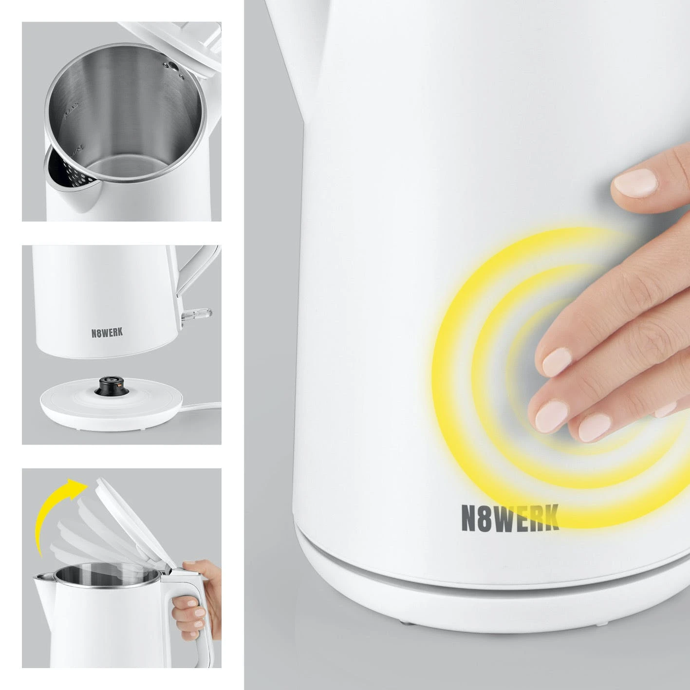 Null N8WERK Wasserkocher Moonlight White Edition - Fassungsvermögen 1,5 Liter - 2200W 6 Null N8WERK Wasserkocher Moonlight White Edition - Fassungsvermögen 1,5 Liter - 2200W – Bild 6