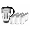 Pearlco Glas-Wasserfilter Schwarz Inkl. 12 Protect+ Filterkartuschen