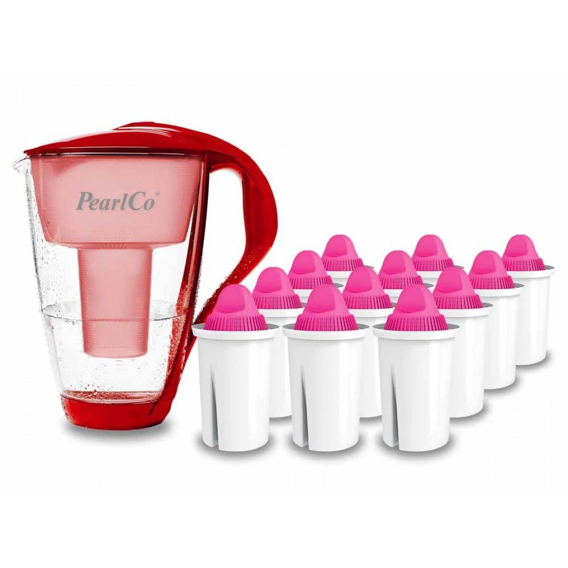 Pearlco Glas-Wasserfilter Rot Inkl. 12 AquaMag Filterkartuschen 1 Pearlco Glas-Wasserfilter Rot Inkl. 12 AquaMag Filterkartuschen