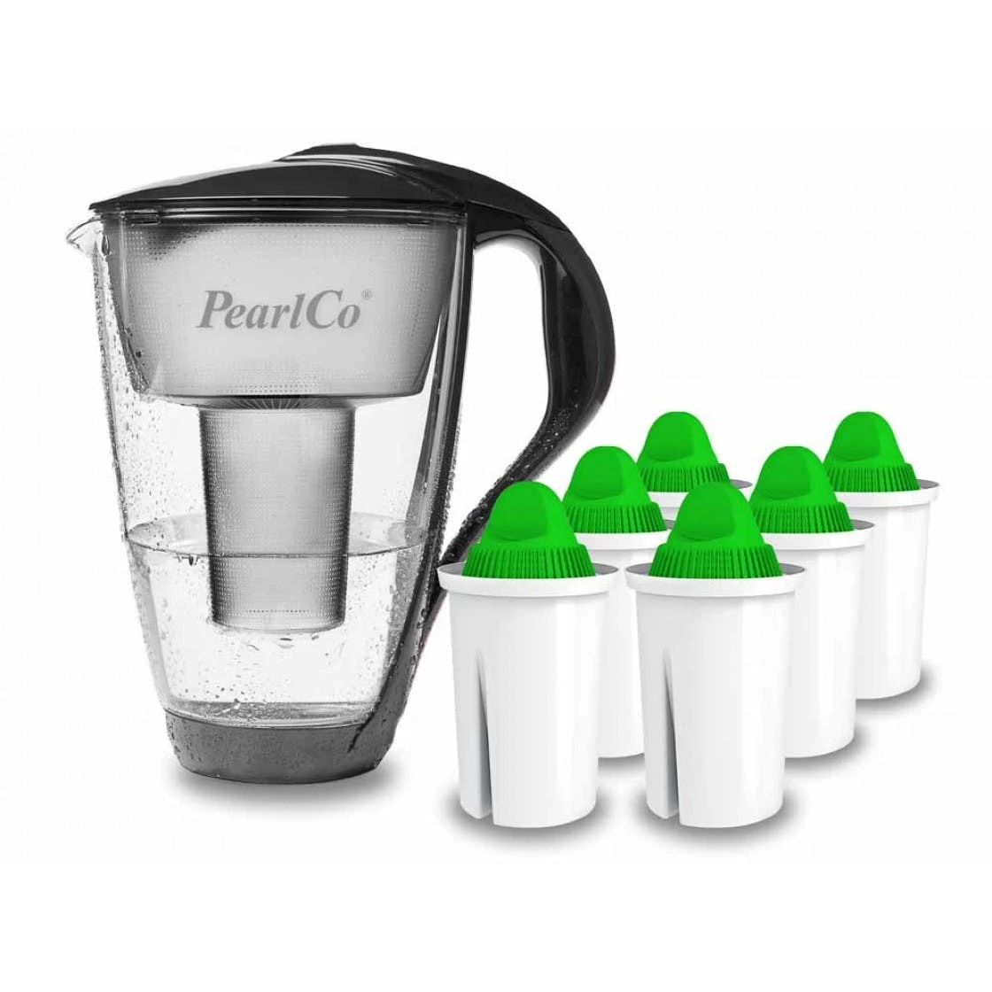 Pearlco Glas-Wasserfilter Anthrazit Inkl. 12 Alkaline Filterkartuschen 2 Pearlco Glas-Wasserfilter Anthrazit Inkl. 12 Alkaline Filterkartuschen – Bild 2