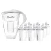 Pearlco Glas-Wasserfilter Weiß Inkl. 12 Universal Filterkartuschen
