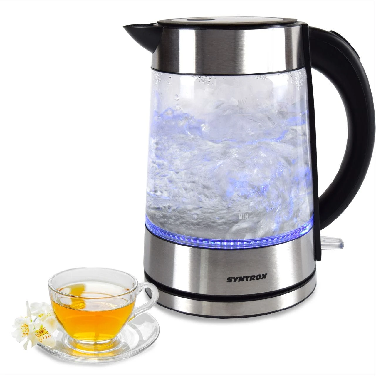Syntrox-germany 1.7 Liter Wasserkocher Lago Aus Glas & Edelstahl Mit Blauem LED Licht 1 Syntrox-germany 1.7 Liter Wasserkocher Lago Aus Glas & Edelstahl Mit Blauem LED Licht