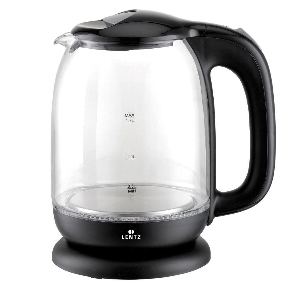 Exquisit Glas-Wasserkocher WK 3501 Swg, Innenbeleuchtung, 2 Liter, 2200 Watt, Edelstahlverzierung, Schwarz 2 Exquisit Glas-Wasserkocher WK 3501 Swg, Innenbeleuchtung, 2 Liter, 2200 Watt, Edelstahlverzierung, Schwarz – Bild 2
