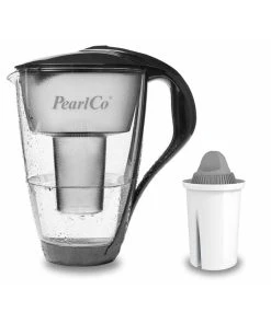 Pearlco Glas-Wasserfilter Anthrazit Inkl. 1 Protect+ Filterkartusche