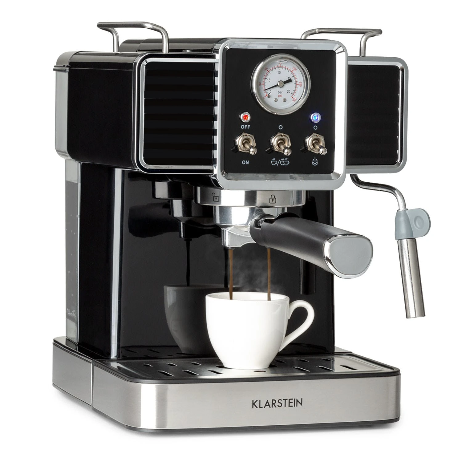 Klarstein Espressionata Gusto Espressomaschine 1100W 15 Bar Druck Schwarz Schwarz 3 Klarstein Espressionata Gusto Espressomaschine 1100W 15 Bar Druck Schwarz Schwarz – Bild 3