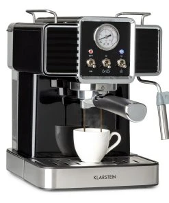 Klarstein Gusto Classico Espressomaker 1350 Watt 20 Bar Druck Wassertank: 1,5 Liter Schwarz