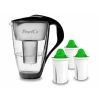 Pearlco Glas-Wasserfilter Schwarz Inkl. 3 Alkaline Filterkartuschen
