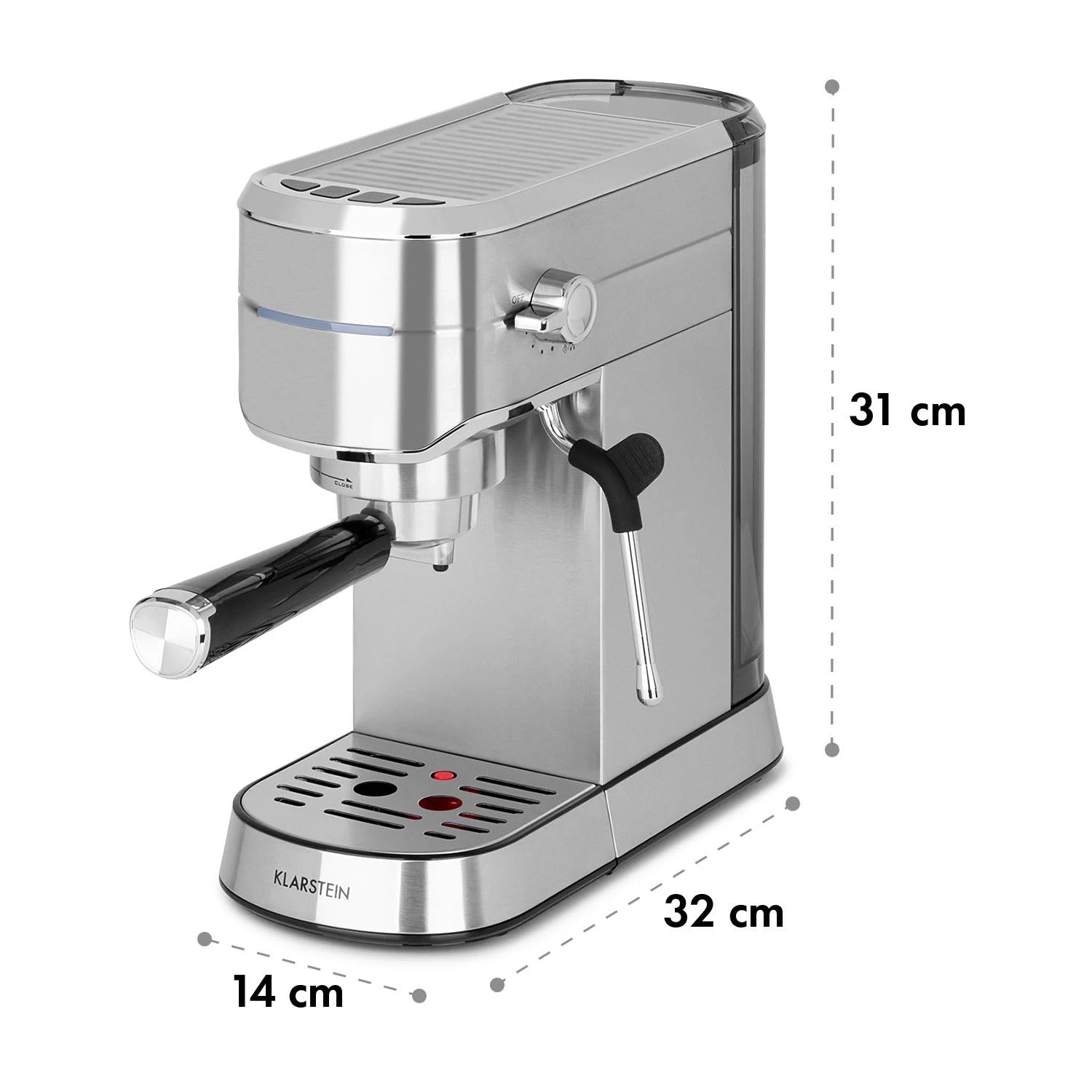 Klarstein Futura Espressomaker 20 Bar 1450W 20 Bar 1,25l Rostfreier Edelstahl 6 Klarstein Futura Espressomaker 20 Bar 1450W 20 Bar 1,25l Rostfreier Edelstahl – Bild 6